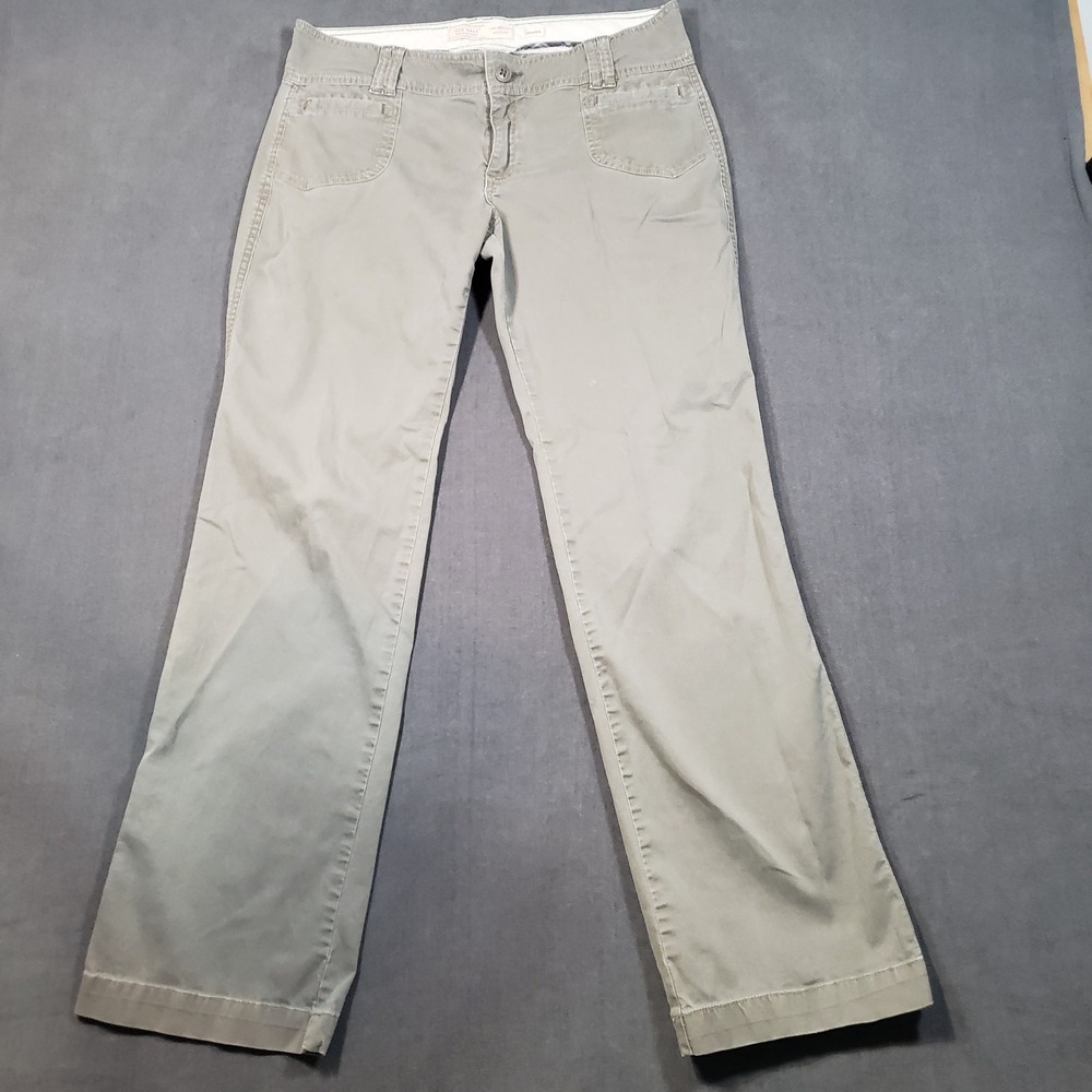 Old Navy Khakis Womens‎ 10 Green Mid-Rise Stretch Straight Leg Pants